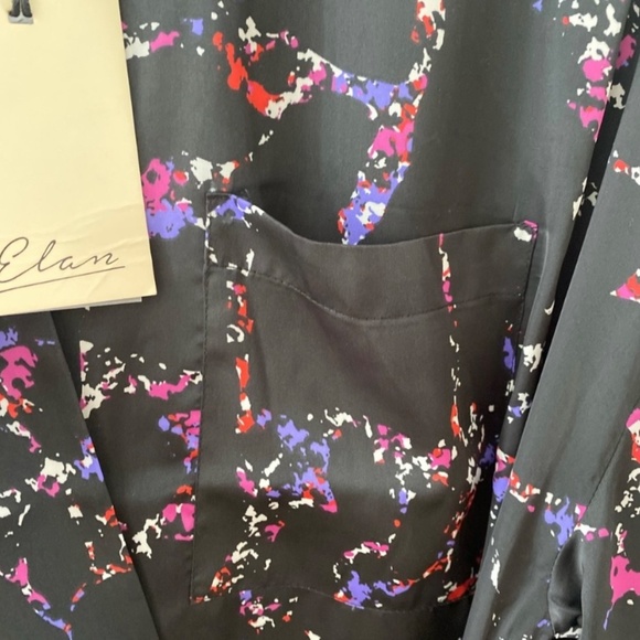 Elan Faux Wrap Black Dress Size Large - Picture 3 of 7